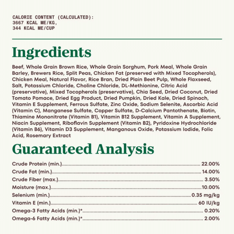 Nutro Natural Choice Beef and Brown Rice Dog Food Ingredients