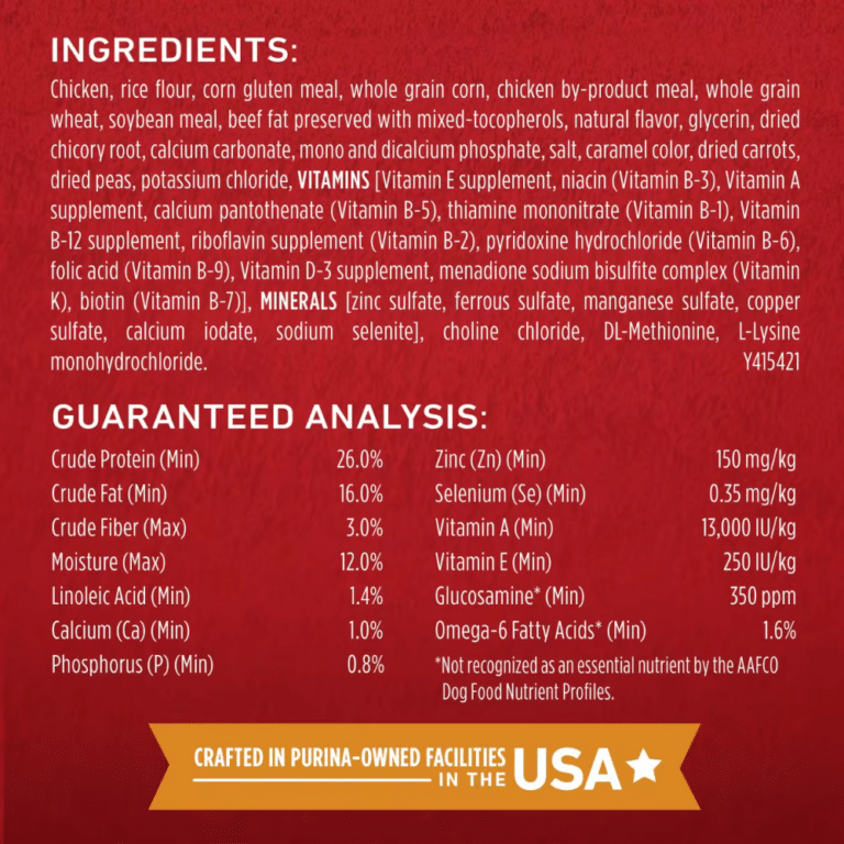 Purina One Chicken and Rice Dog Food Formula Ingredients